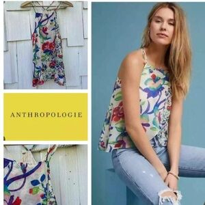 Anthropologie Maeve | floral halter style sleeveless top - flowy - small